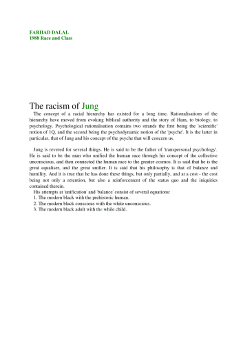 the racism of jung
farhad dalal