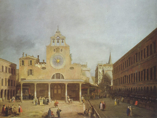 Painting by Canaletto of the church San Giacomo di Rialto in Venice
