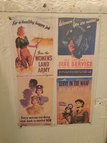 Recruitment posters for women's land army, the fire service and WAAF