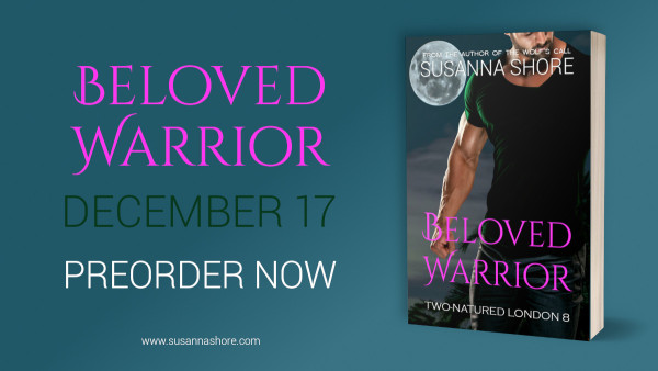 Ad for Beloved Warrior, the cover of the book on a blue background.