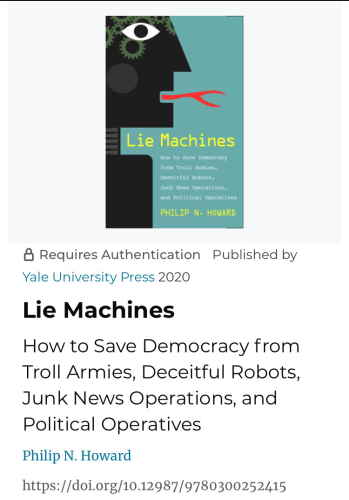 Cover of book “Lie Machines” by Philip N Howard