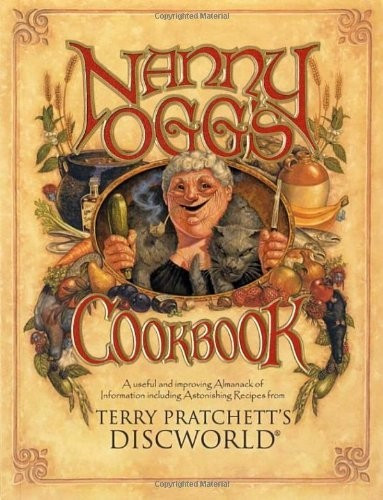 Het boek Nanny Ogg's Cookbook van Terry Pratchett's Discworld. 