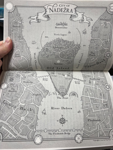 The map of the City of Nadeẑra from novel The Mask of Mirrors by M. A. Carrick, the first title in the Rook and Rose Trilogy.