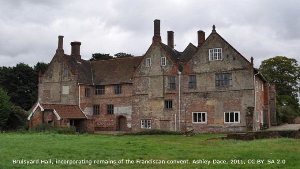 Photo of Bruisyard Hall, built after the Dissolution and incorporating remains of the Franciscan convent.