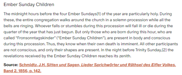 German folk tale "Ember Sunday Children". Drop me a line if you want a machine-readable transcript!