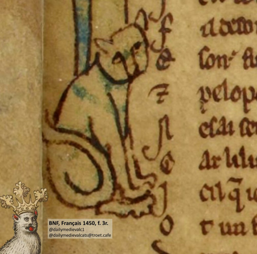 Picture from a medieval manuscript: A cat sitting