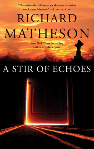 The cover of A Stir of Echoes by Richard Matheson shows a door ajar, letting some light reach into the darkness.