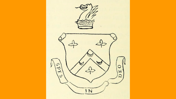 Drawing of a coat of arms that was carved on a tablet.
