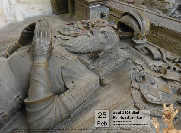 The picture shows the torso of an armoured reclining figure with a long beard and long hair.
