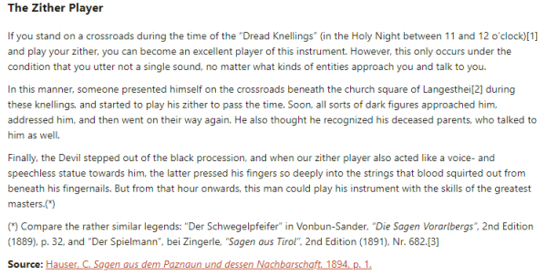 German folk tale "The Zither Player". Drop me a line if you want a machine-readable transcript!