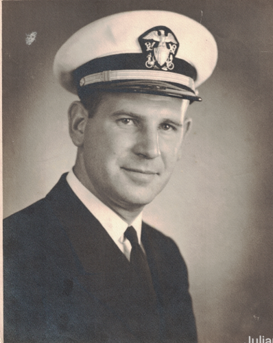 Black and white photo of  WWII US Navy officer.