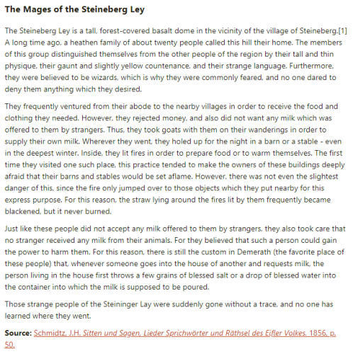 German folk tale "The Mages of the Steineberg Ley". Drop me a line if you want a machine-readable transcript!