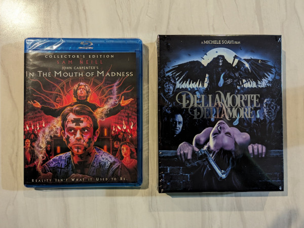 Blu-Rays of IN THE MOUTH OF MADNESS and CEMETERY MAN
