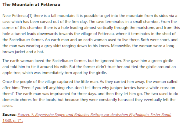 German folk tale "The Mountain at Pettenau". Drop me a line if you want a machine-readable transcript!