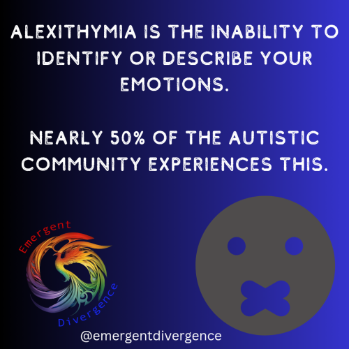 Text reads "Alexithymia is the inability to identify or describe emotions.

Nearly 50% of the Autistic community experience this."