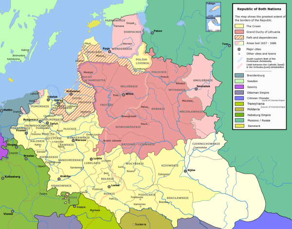 Map of the Grand Duchy of Lithuania.