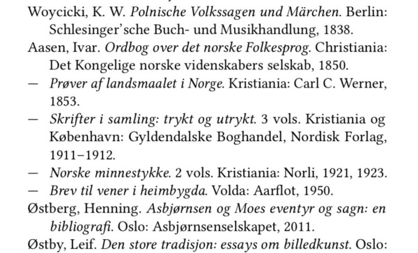 A slice of a bibliography that shows Aa (Å) sorting before Ø, which is wrong.