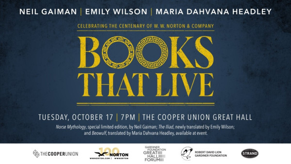 Poster for an evening lecture called "Books That Live". The link in the post takes you to the registration site which has all this information. It is on Oct 17 at 7pm in The Cooper Union Great Hall 
