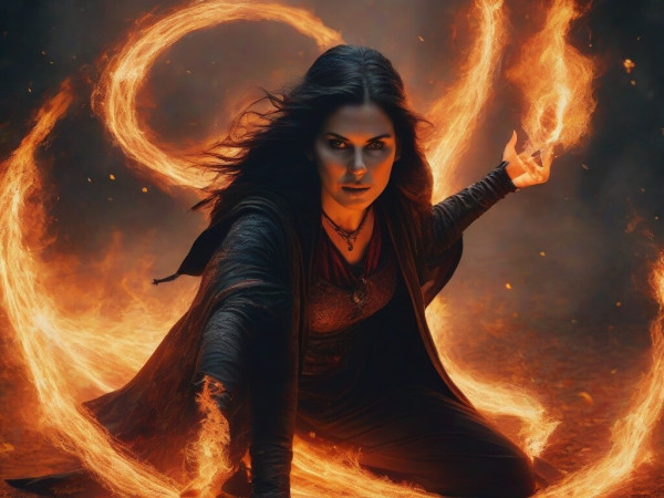 Elara manipulating the fire element