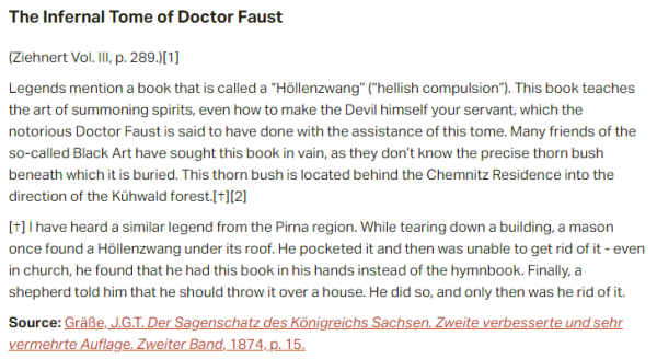 German folk tale "The Infernal Tome of Doctor Faust". Drop me a line if you want a machine-readable transcript!