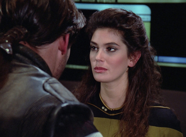 Teri Hatcher as a transporter officer in Star Trek TNG.