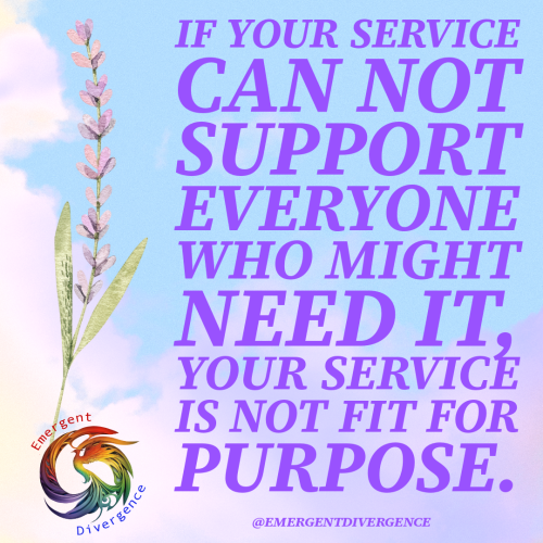 Text reads "If your service can not support everyone who might need it, your service is not fit for purpose"
