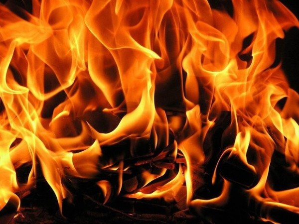 Close-up photograph of a burning fire.