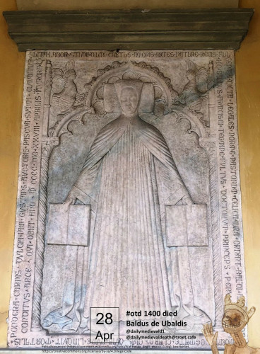 The graven plate shows Baldus de Ubaldis with an open book in each hand