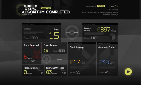 A screenshot from Arknights detailing the success of this run's Reclamation Algorithm. Finished on day 15.