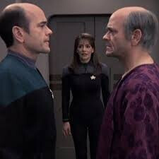 Doc and Zimmerman arguing with Deanne Troi trying to intervene 