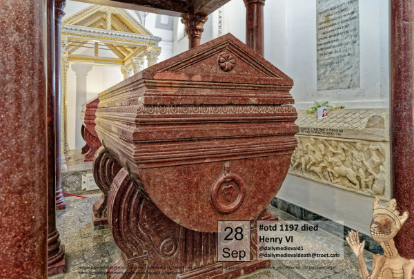 The picture shows a coffin made of porphyry