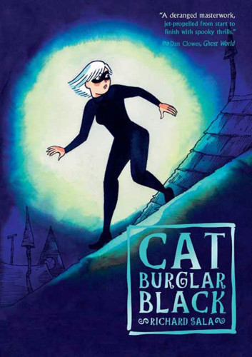 Cover shows a white-haired thief in a black cat suit and mask, standing against a full moon on a rooftop.