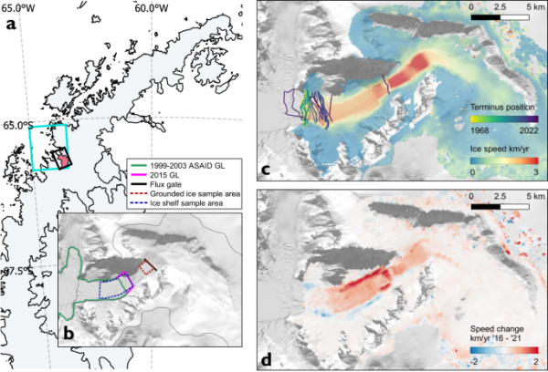 Fig. 1: Map of the Cadman Glacier study site showing ice speed and ice speed change.

Nature Communications (Nat Commun) ISSN 2041-1723 (online).