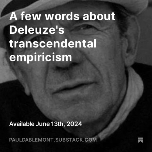 A few words about Deleuze's transcendental empiricism.

Portrait of Gilles Deleuze with a hat.

Available June 13th, 2024 