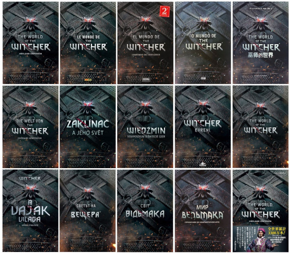 The World of the Witcher book covers published in 15 different languages