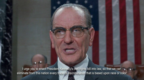 President LBJ addressing the senate. "I urge you to enact President Kennedy's civil rights bill into law, so that we can eliminate from this nation every trace of discrimination that is based upon race or color."