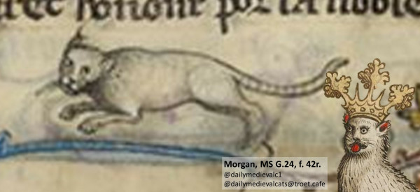 Picture from a medieval manuscript: A cat running