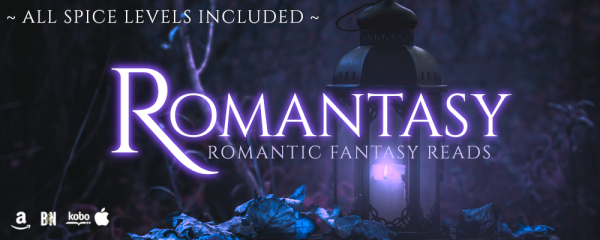 A lantern glowing with purple light by some flowers with text over top saying: Romantasy: Romantic Fantasy reads.
All spice levels included. 
