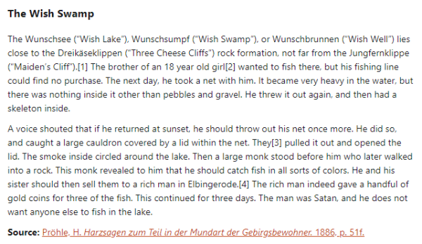 German folk tale "The Wish Swamp". Drop me a line if you want a machine-readable transcript!