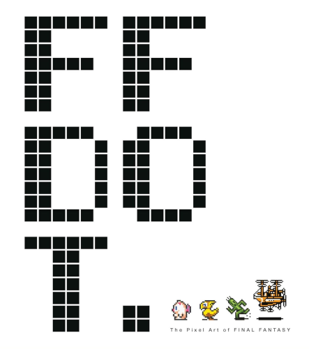 The image is a minimalist representation of the title "FF DOT" using pixel art, which evokes the style of early video game graphics. This is a reference to "Final Fantasy," as indicated by the text at the bottom of the image: "The Pixel Art of FINAL FANTASY."

Below the pixelated "FF DOT" letters, there are four small, colorful pixel art characters and objects. These are typical of the visual style found in the early "Final Fantasy" games, which were known for their 8-bit and 16-bit graphics. The characters and objects depicted are iconic elements or characters from the "Final Fantasy" series, such as a Mog, a chocobo, a Cactuar, and an airship, all rendered in the charming and nostalgic pixel art style.

This image suggests that the content is related to the "Final Fantasy" video game series and may be a book or another form of media celebrating the art and design of the games, particularly focusing on the pixel art that has become synonymous with the series' early entries.