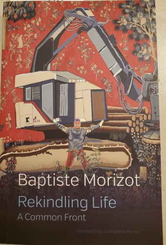 Book cover showing a men stopping a bulldozer.