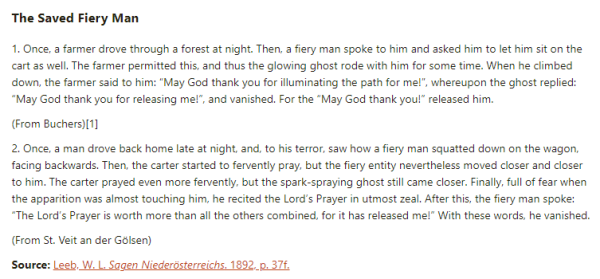 German folk tale "The Saved Fiery Man". Drop me a line if you want a machine-readable transcript!
