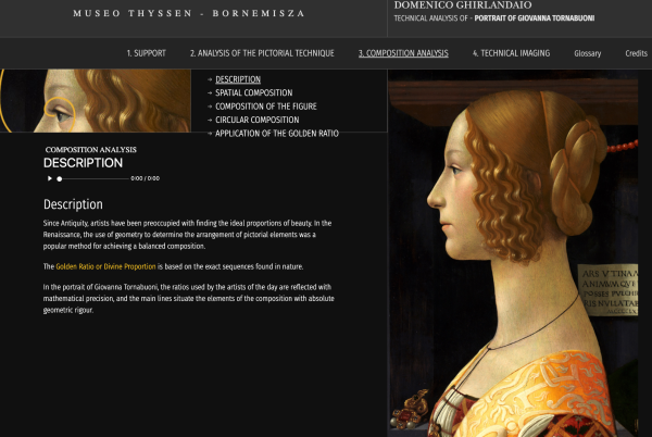 Screenshot of page on the Thyssen Bornemisza museum of a painting by Renaissance artist Ghirlanddaio.