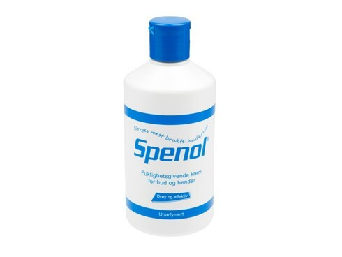 A white plastic bottle of Spenol, sold as a skin cream, but originally developed to ease the livestock’s discomfort during milking.