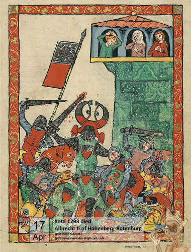 The picture shows a knight in a battle