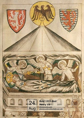 The picture shows the deceased emperor in an image from a medieval manuscript.
