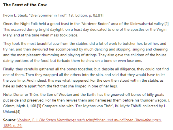 German folk tale "The Feast of the Cow". Drop me a line if you want a machine-readable transcript!