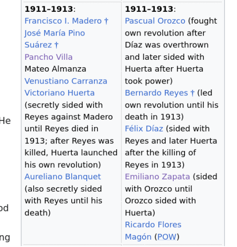 An account of the military leaders of the Mexican Revolution and their alliances during the years 1911-1913