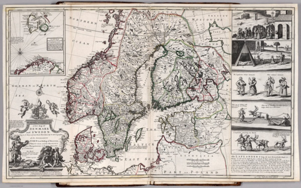 A New Map of Denmark and Sweden. (insets) Five scenes of the life of the Laplanders. North Part of Norway, Lapland, and Greenland.

By Moll, Herman, d. 1732 