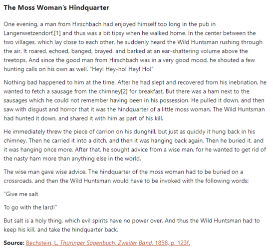 German folk tale "The Moss Woman’s Hindquarter". Drop me a line if you want a machine-readable transcript!